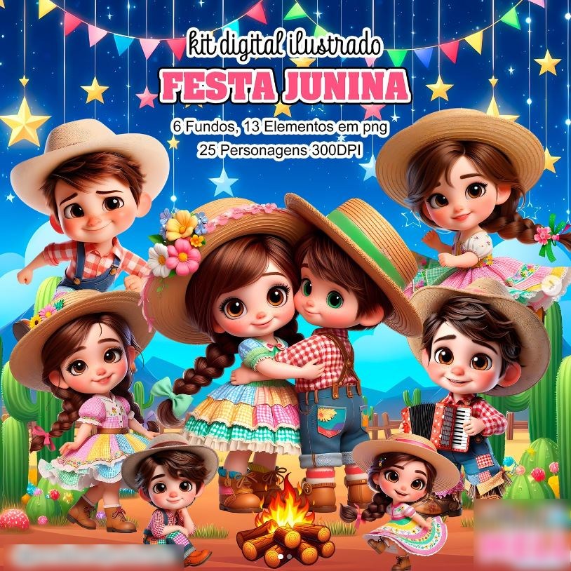 1 - Festa Junina 1 Festa Junina - Kit Digital - Imagem 1