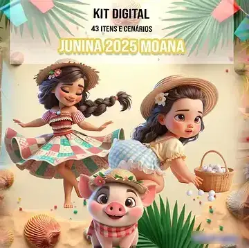 10 - Moana Festa Junina Festa Junina - Kit Digital - Imagem 1