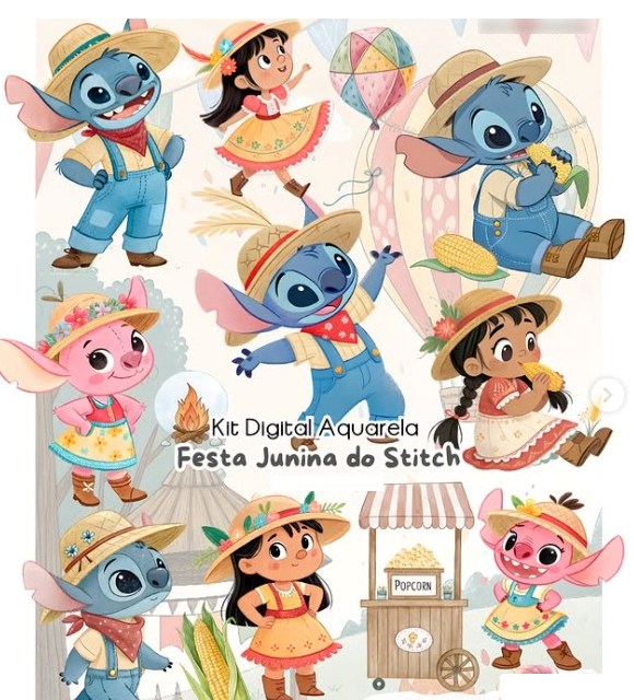 11 - Festa Junina Stitch Festa Junina - Kit Digital - Imagem 1