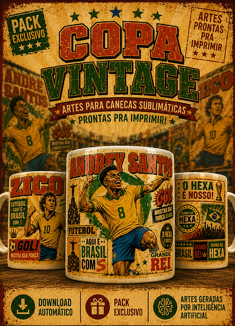 14 - Copa Quadrinhos Vintage Copa do Mundo - Sublimação - Imagem 1