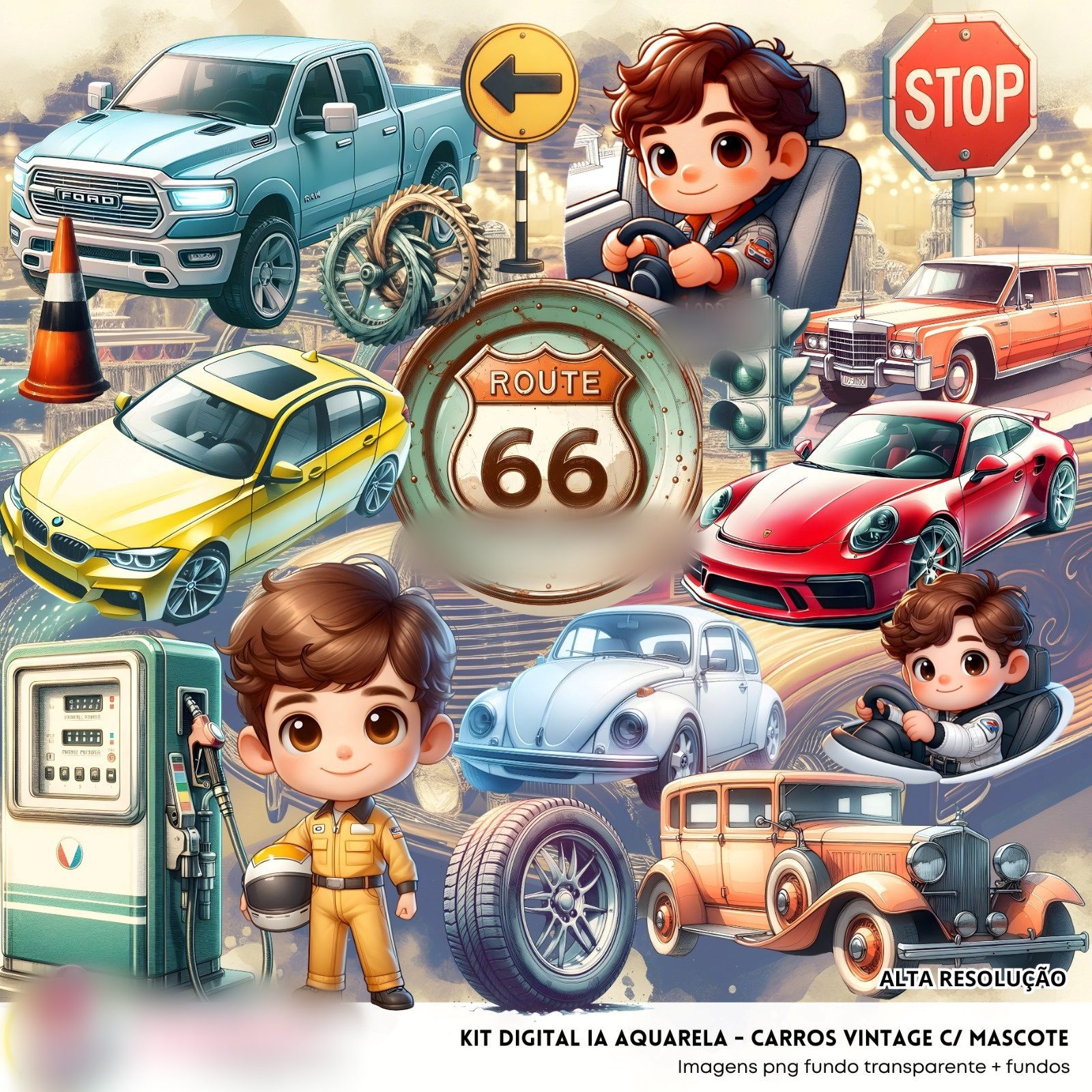 16-Carros Vintage Carros Vintage - Kit Digital - Imagem 1