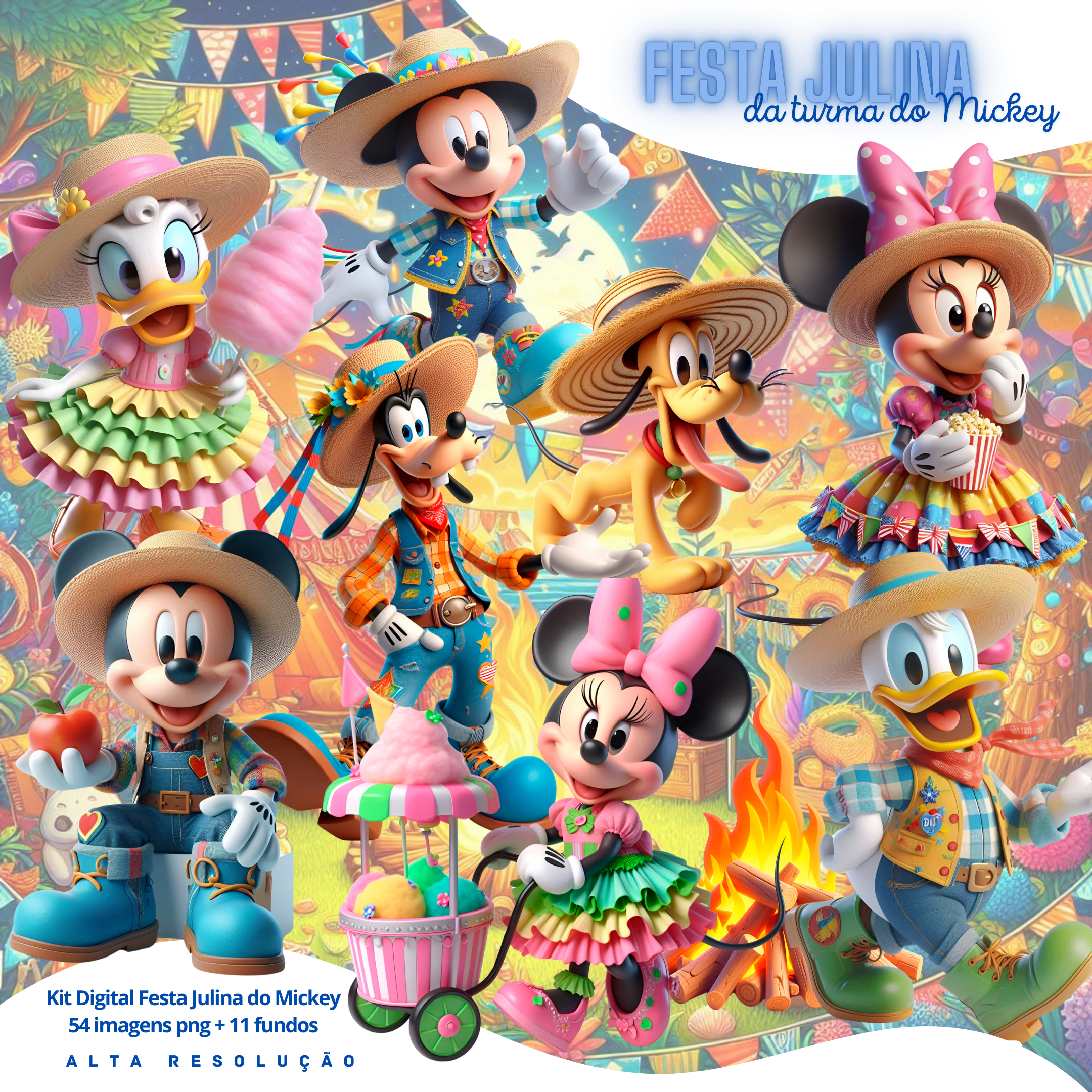 16 - Festa Julina Mickey Festa Junina - Kit Digital - Imagem 1