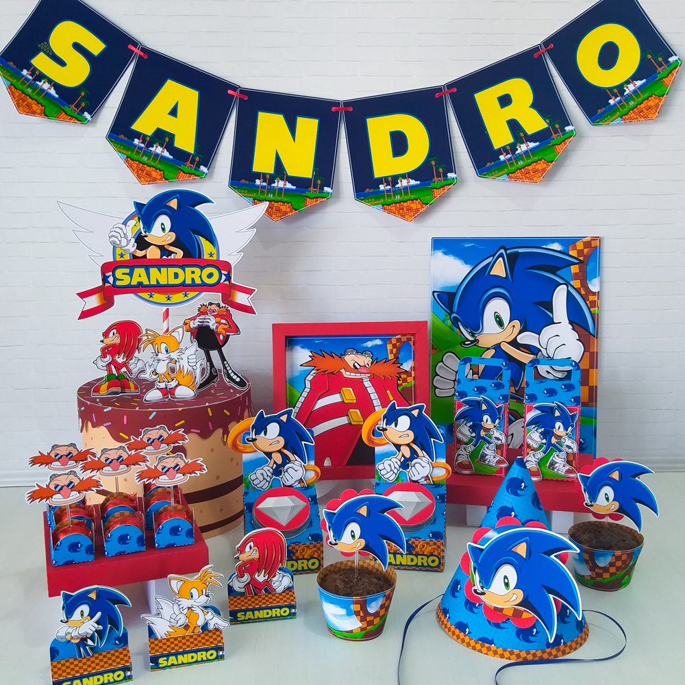 3 - Sonic - Chuvinha de Papel Sonic - Arquivo de Corte / Festa - Imagem 1