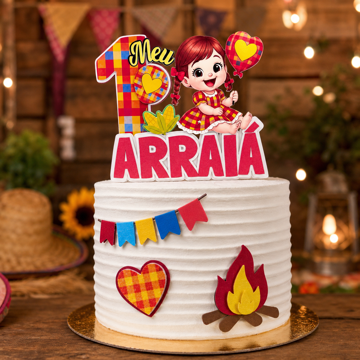 4 - Arraiá Menina Festa Junina - Topo de Bolo - Imagem 1