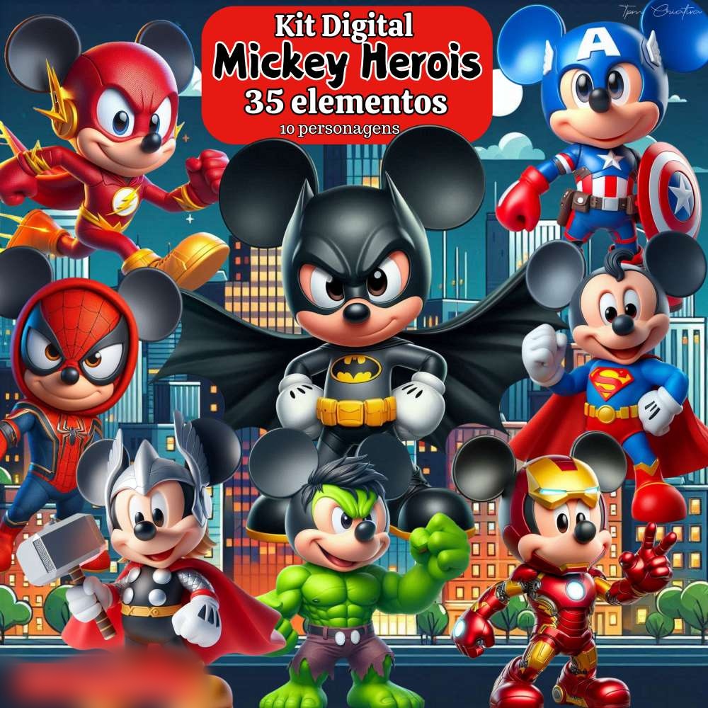 8 - Mickey Herois 3D Mickey Heróis - Kit Digital - Imagem 1