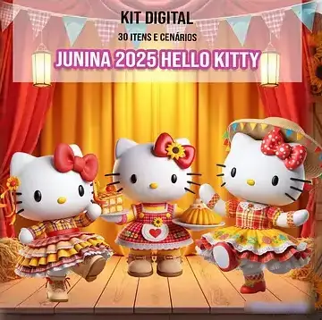 9 - Hello Kitty Festa Junina Festa Junina - Kit Digital - Imagem 1