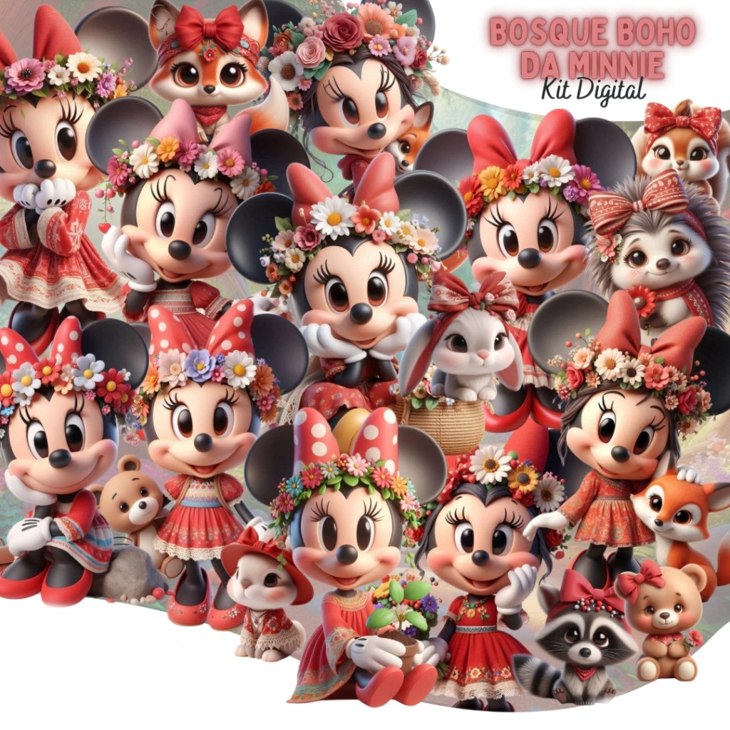 Bosque Boho da Minnie Bosque Boho da Minnie - Kit Digital - Imagem 1