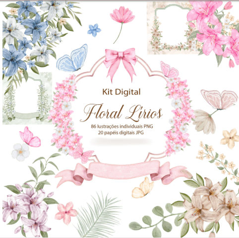 Floral Lírios Floral Lírios - Kit Digital - Imagem 1