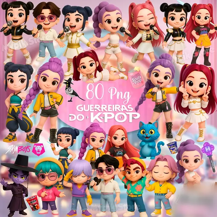Guerreiras do K-POP Cute Imagens PNG e Fundos Guerreiras do K-Pop - Kit Digital - Imagem 1