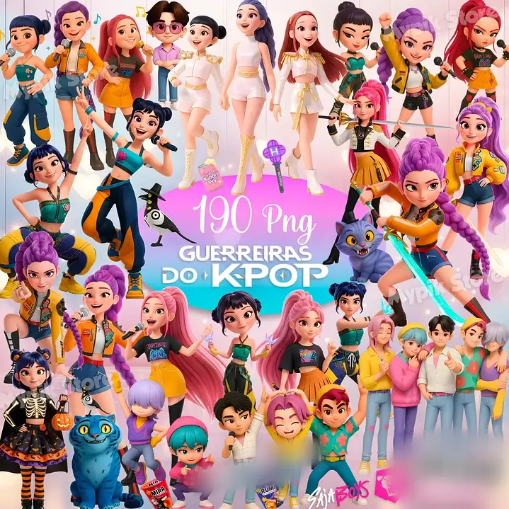 Guerreiras do K POP - PNG e Fundos Guerreiras do K-Pop - Kit Digital - Imagem 1