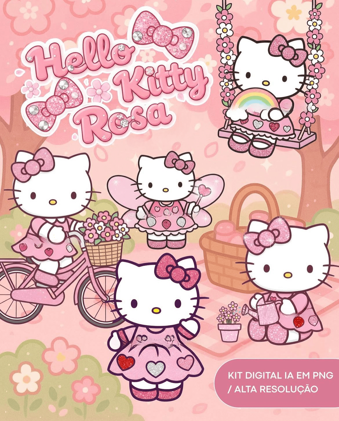 HELLO KITTY ROSA Hello Kitty Rosa - Kit Digital - Imagem 1