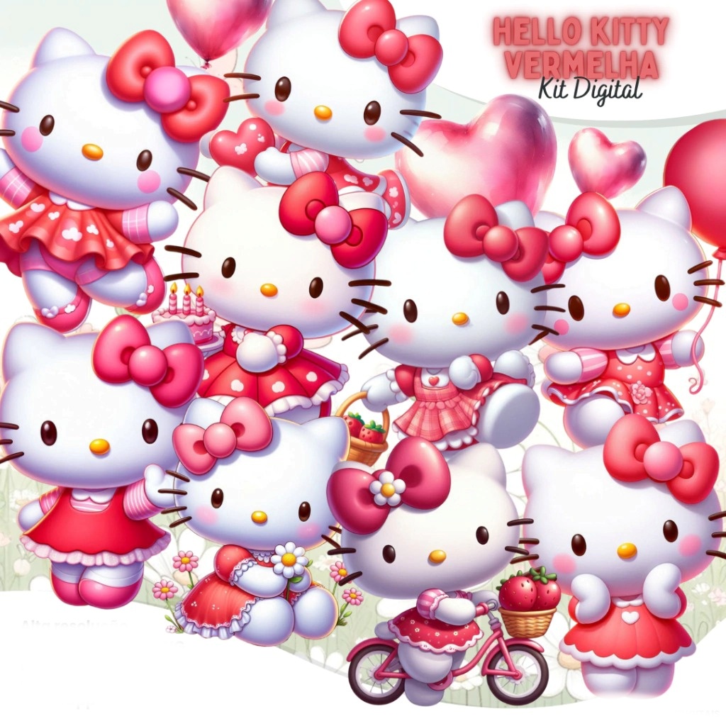 Hello Kitty Vermelha Hello Kitty Vermelha - Kit Digital - Imagem 1