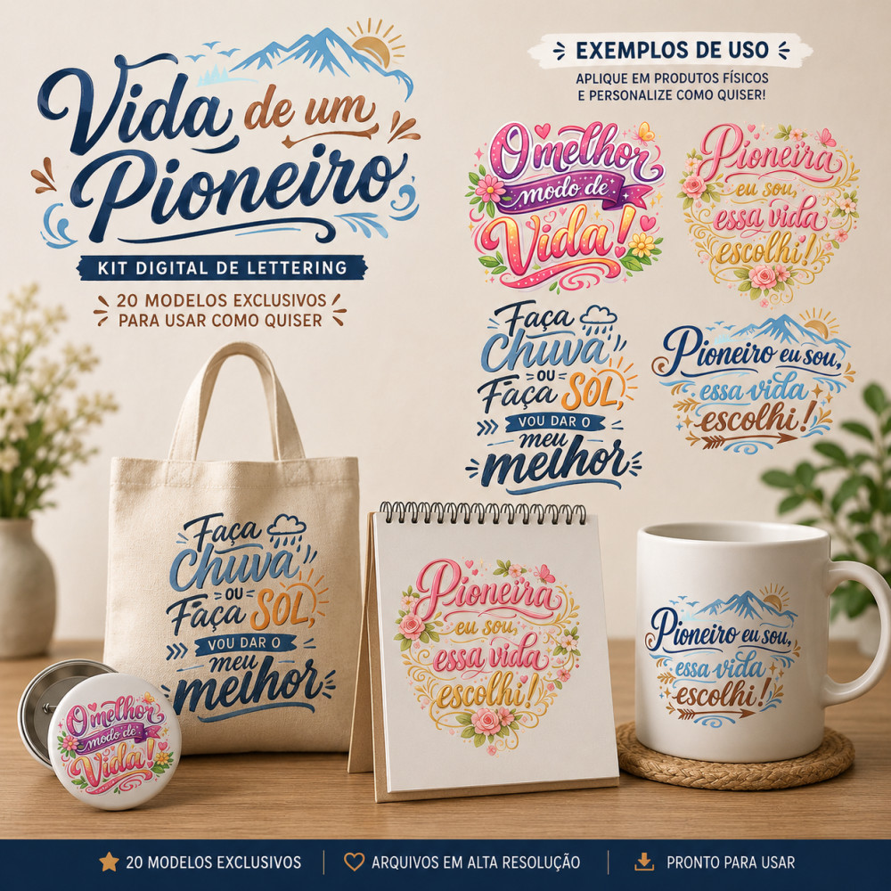 KIT DIGITAL LETTERING - VIDA DE UM PIONEIRO Vida de um Pioneiro - Kit Digital - Imagem 1