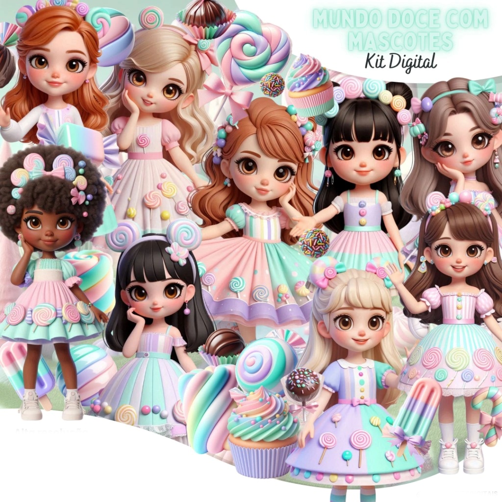 Mundo Doce com Mascotes Mundo Doce com Mascotes - Kit Digital - Imagem 1