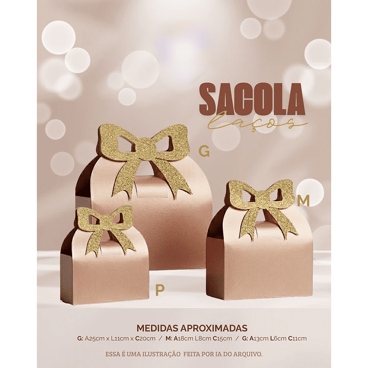SACOLA LAÇO Sacola Laço - Arquivo de Corte - Imagem 1