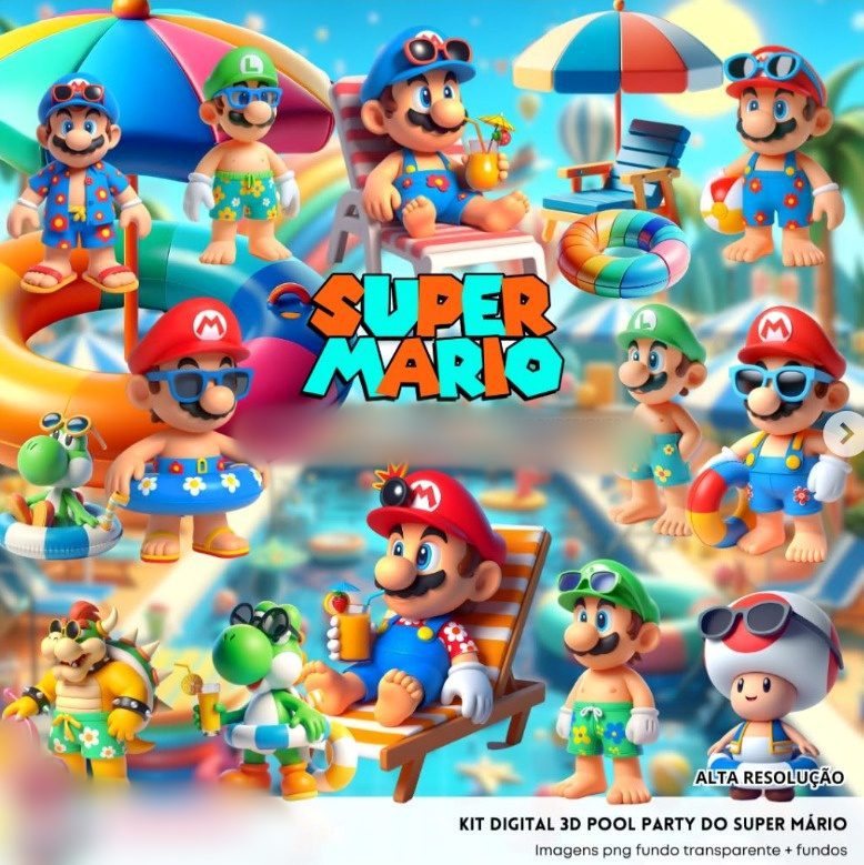 184 - Super Mario Pool Party Super Mario Pool Party - Kit Digital - Imagem 1