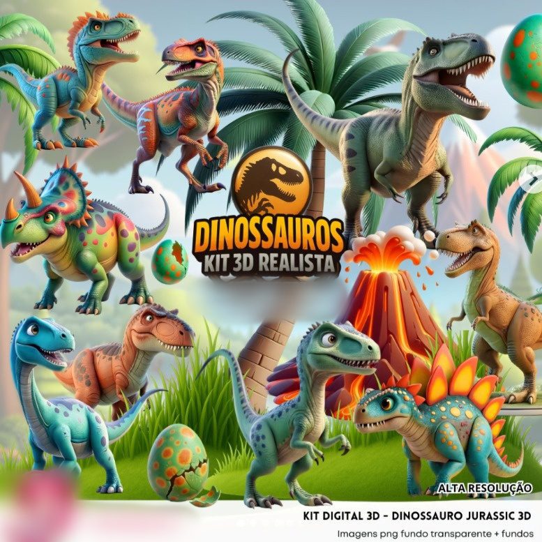 197 - DINOSSAURO JURASSIC Dinossauro Jurassic - Kit Digital - Imagem 1