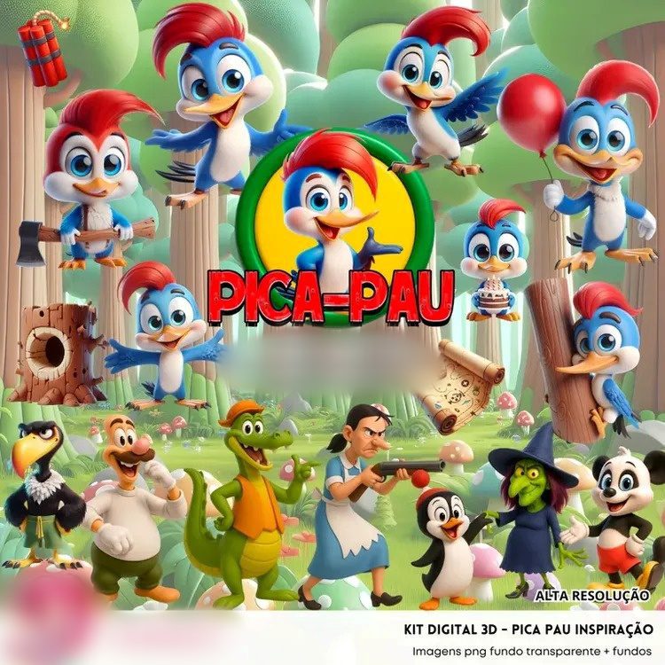 200 - PICA PAU 3D Pica Pau - Kit Digital - Imagem 1